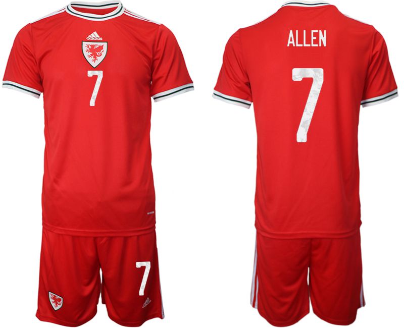 Men 2022 World Cup National Team Welsh home red #7 Soccer Jersey-0